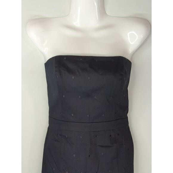 Ann Taylor Black Cotton Blend Embroidered Eyelet Strapless Dress Size 4 - Picture 3 of 9